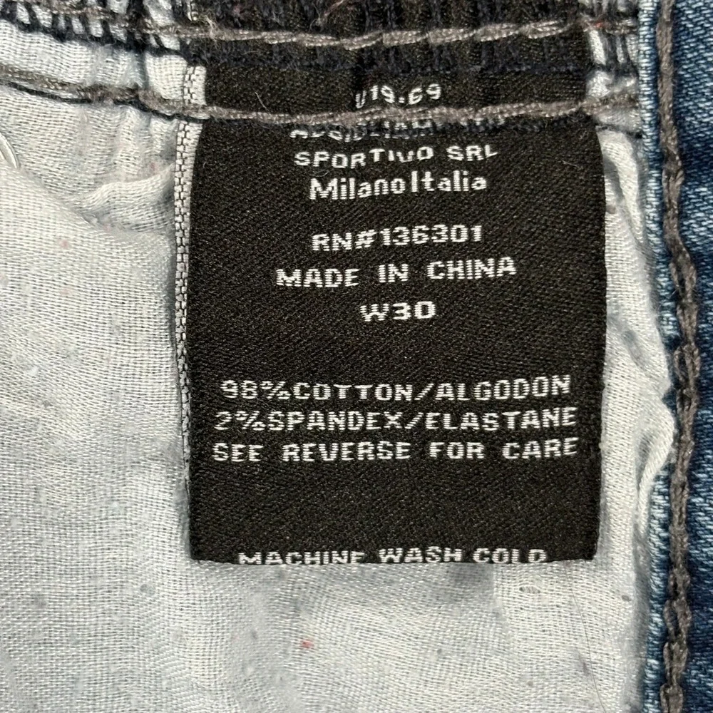 Versace V1969 Abbigliamento Sportivo Shorts Mens 30 Blue‎ Denim Moto Acid Wash